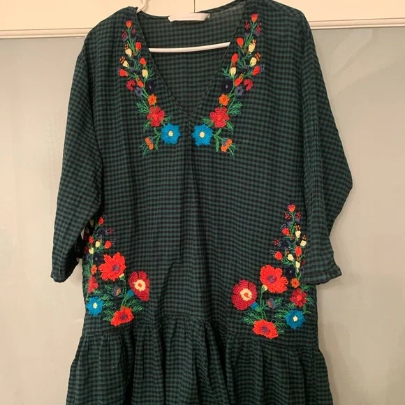 zara embroidered dress green ZARA WOMEN SZ. XS, M, L OPENWORK EMBROIDERED MIDI MID GREEN DRESS :  3229/472 NWT